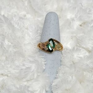 10K/12K Black Hills Gold Marquise Helenite Ring